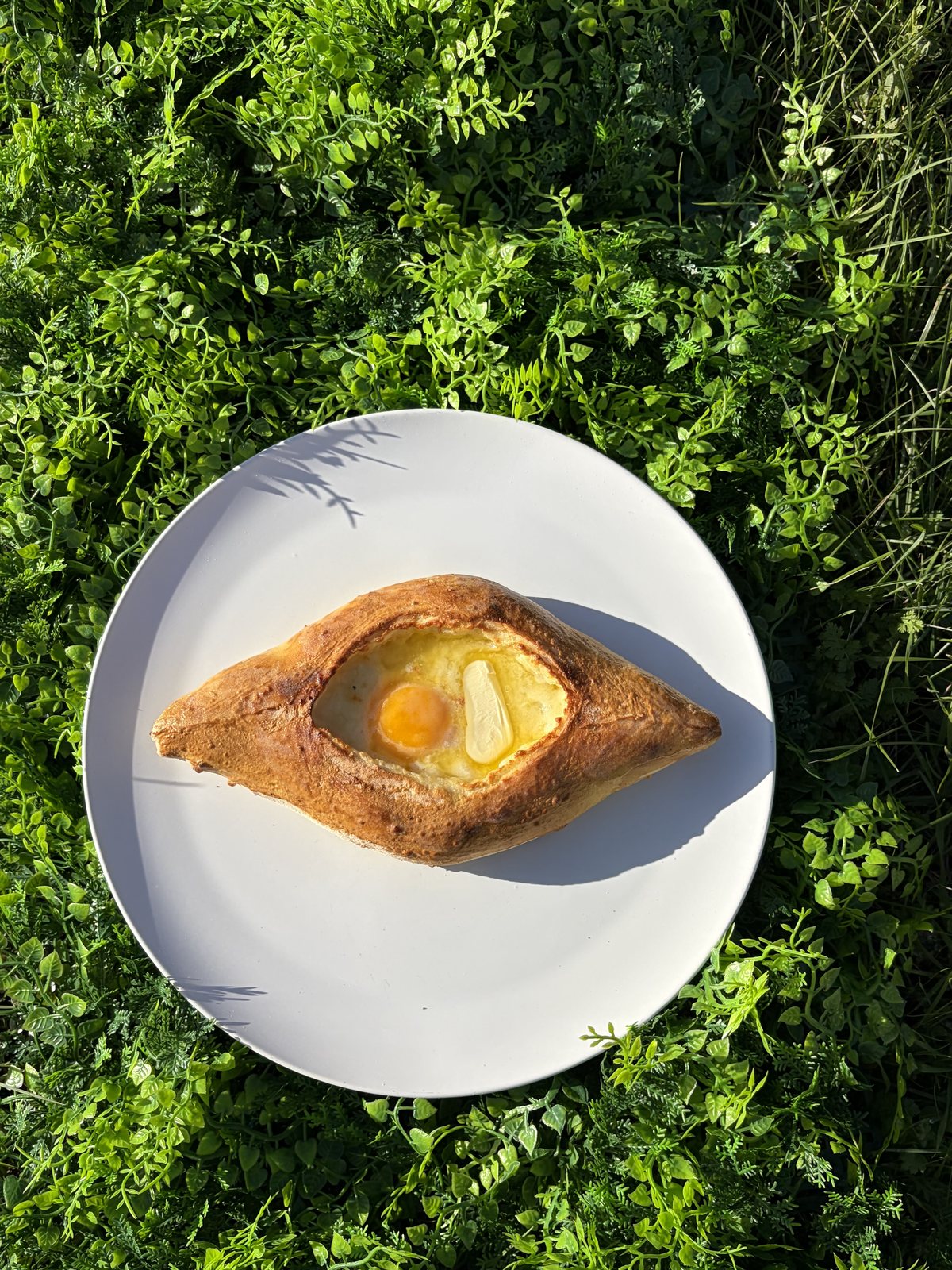 Khachapuri adjarien vu de dessus